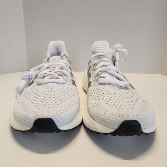 adidas Women's Pureboost 22 Running Shoe, White/Silver Metallic/Black, 9.5 - Picture 3 of 8